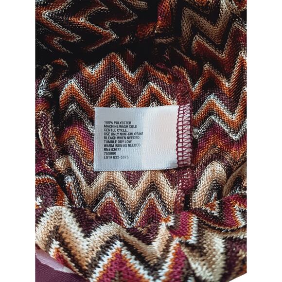 WORTHINGTON Chevron Zig Zag Top Blouse Large Brown Tones Neutral Artsy Career - Picture 5 of 10